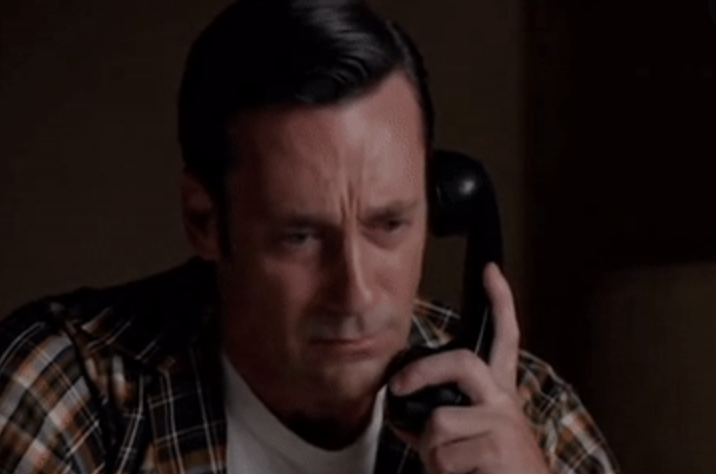 Don sad on the phone in mad men