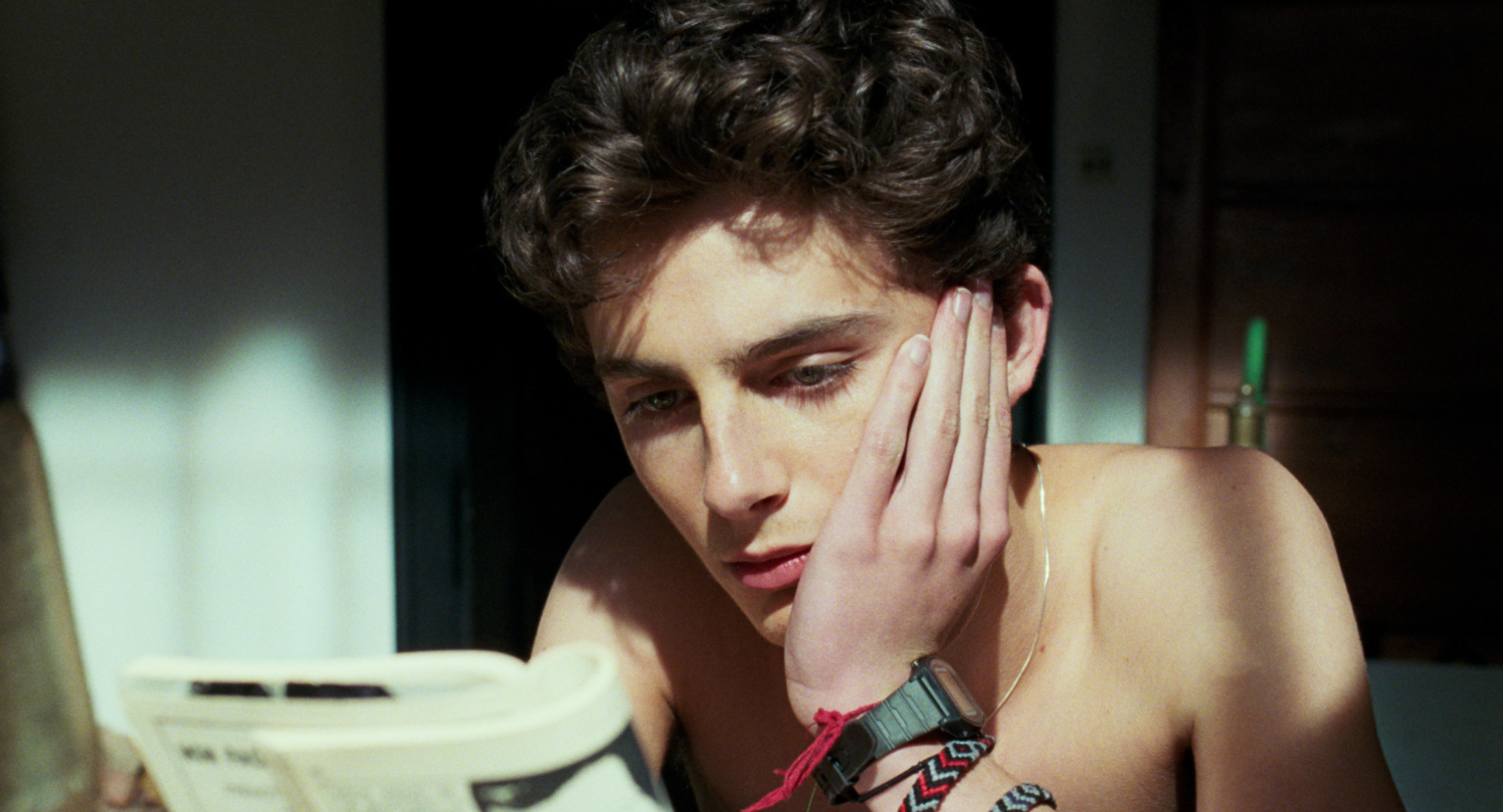 Timothee Chalamet reads a book
