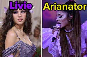 Olivia Rodrigo is labeled, "Livie" with Ariana Grande labeled, "Arianator"