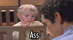 Little kid in a playpen saying &quot;asshole&quot;