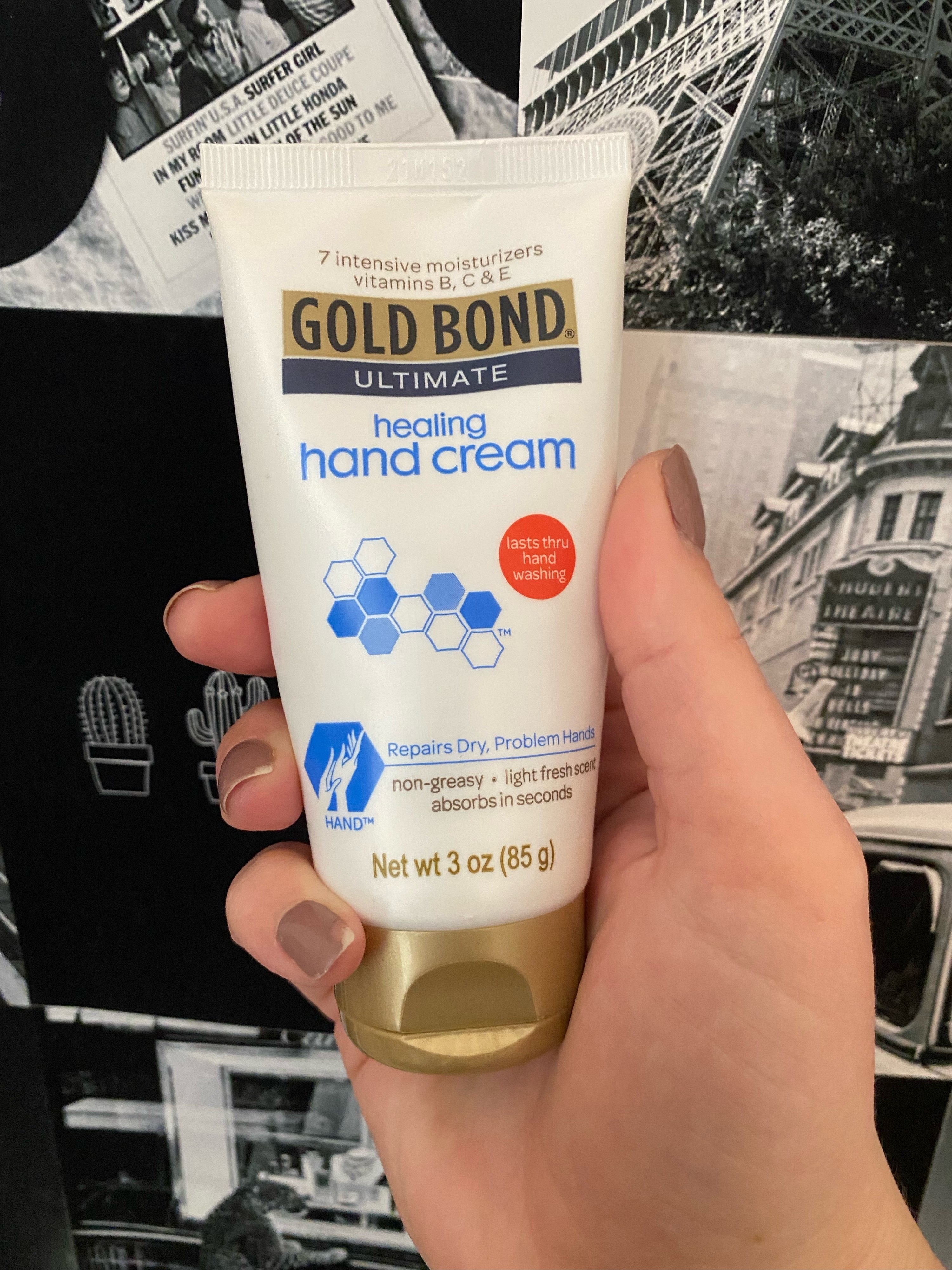 a buzzfeed editor holding the hand cream