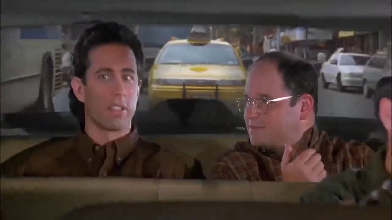 Jerry and George in a taxi in &quot;Seinfeld&quot;