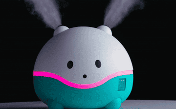 a gif of the humidifier blowing air and changing lights