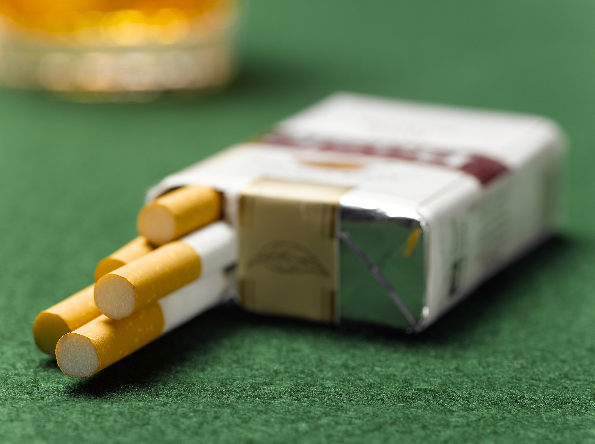 A pack of cigarettes on a table