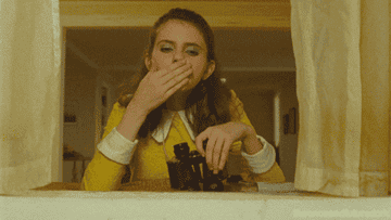 Suzy blowing a kiss in Moonrise Kingdom