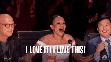 GIF of Mel B from America&#x27;s Got Talent saying &quot;I love it! I love this!&quot;