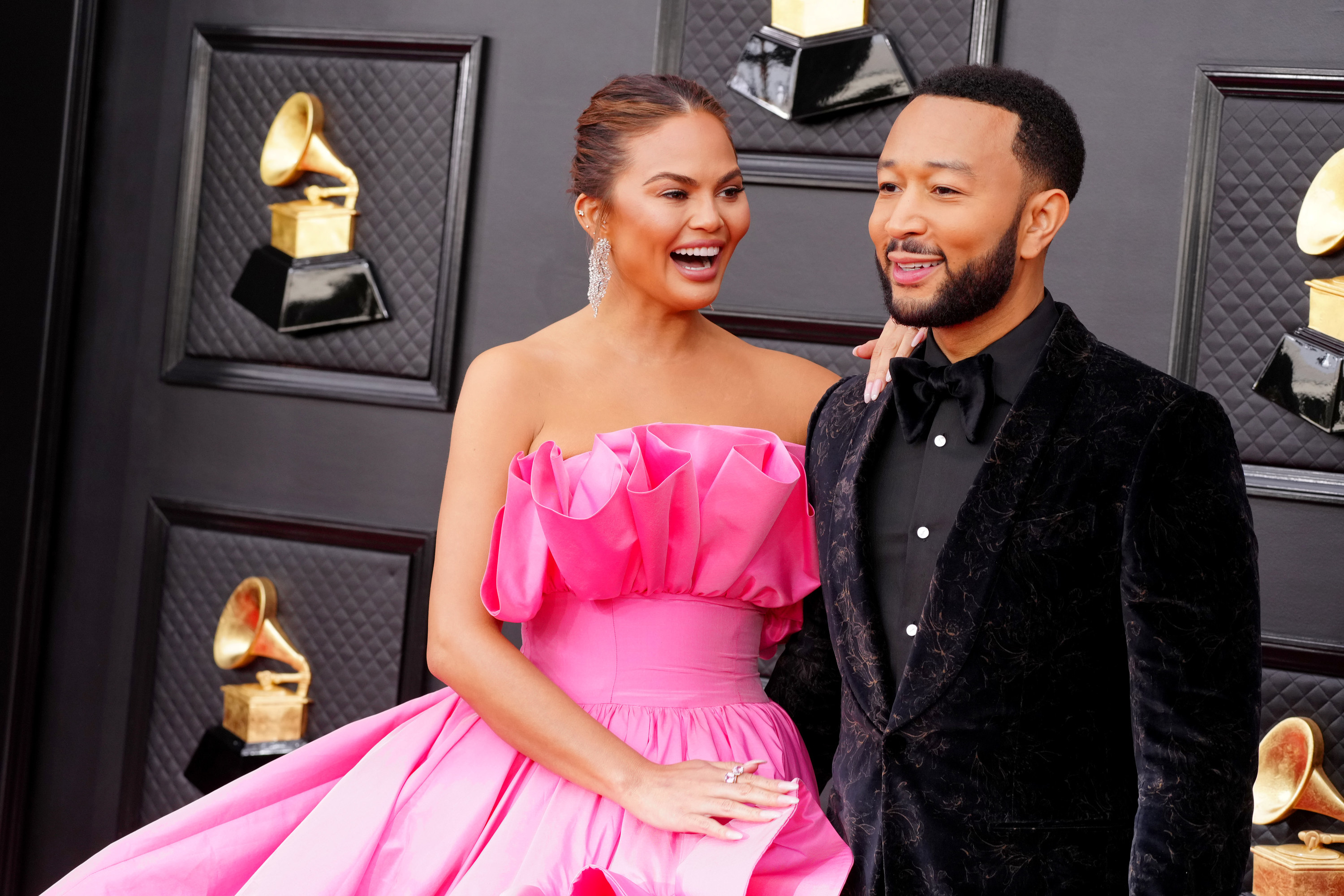 Chrissy Teigen and John Legend at the Grammys.