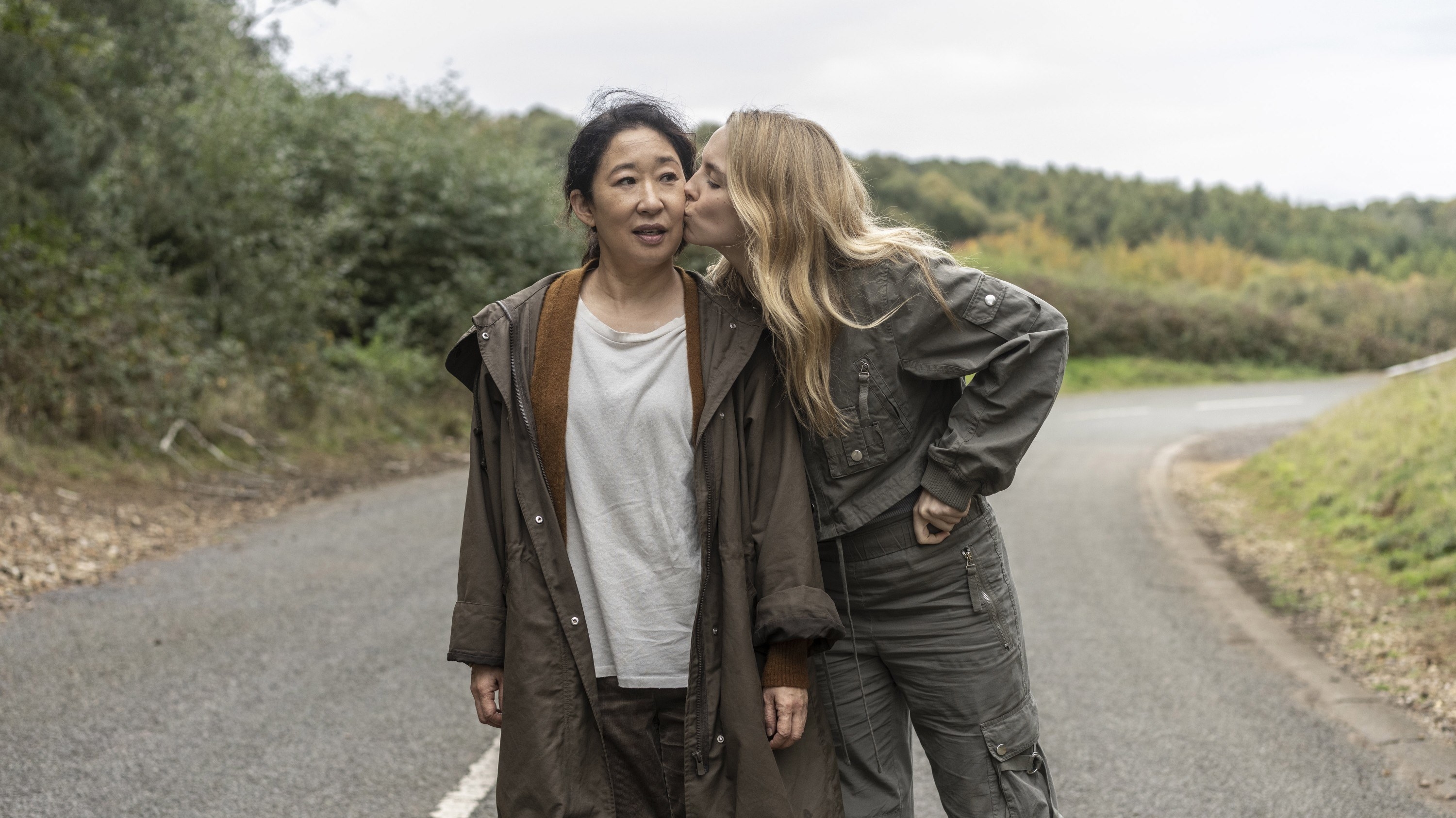 Villanelle kissing Eve on the cheek in &quot;Killing Eve&quot;