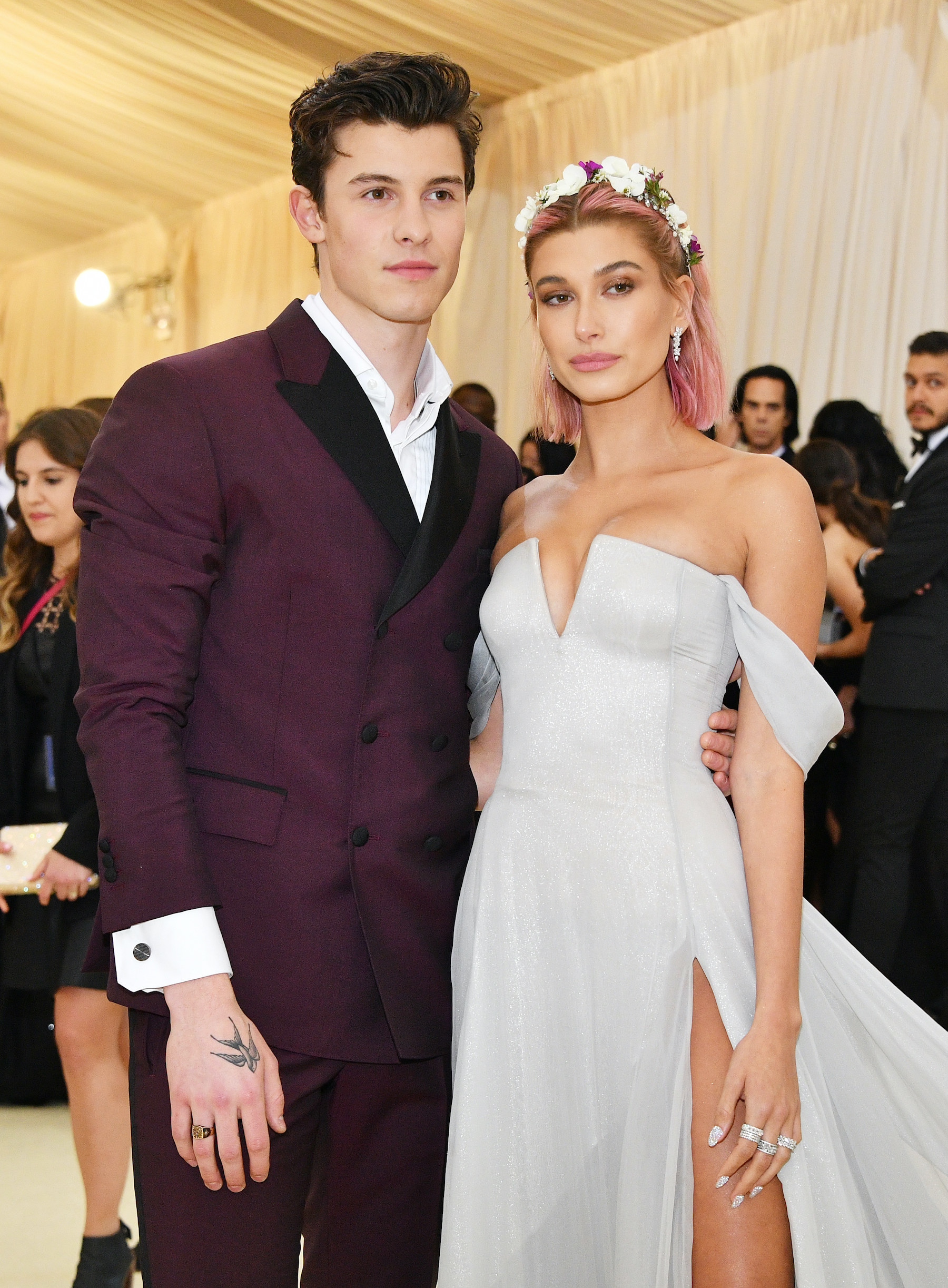 Shawn Mendes and Hailey Bieber pose together