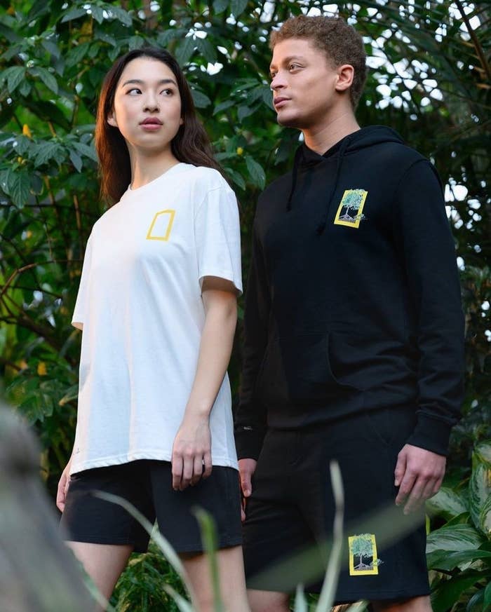 Two people wearing the National Geographic collection