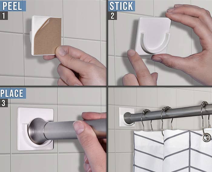 A person installing the hooks