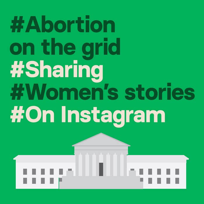 An sample instagram post that reads &quot;Abortion on the grid. Sharing Women&#x27;s stories on Instagram&quot;
