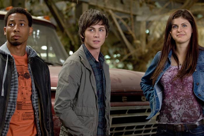 L-RL Brandon T. Jackson, Logan Lerman and Alexandra Daddario in the Percy Jackson films