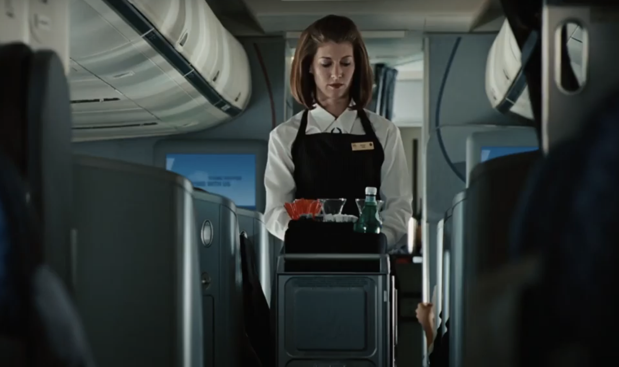 A flight attendant serving drinks in &quot;Up in the Air&quot;