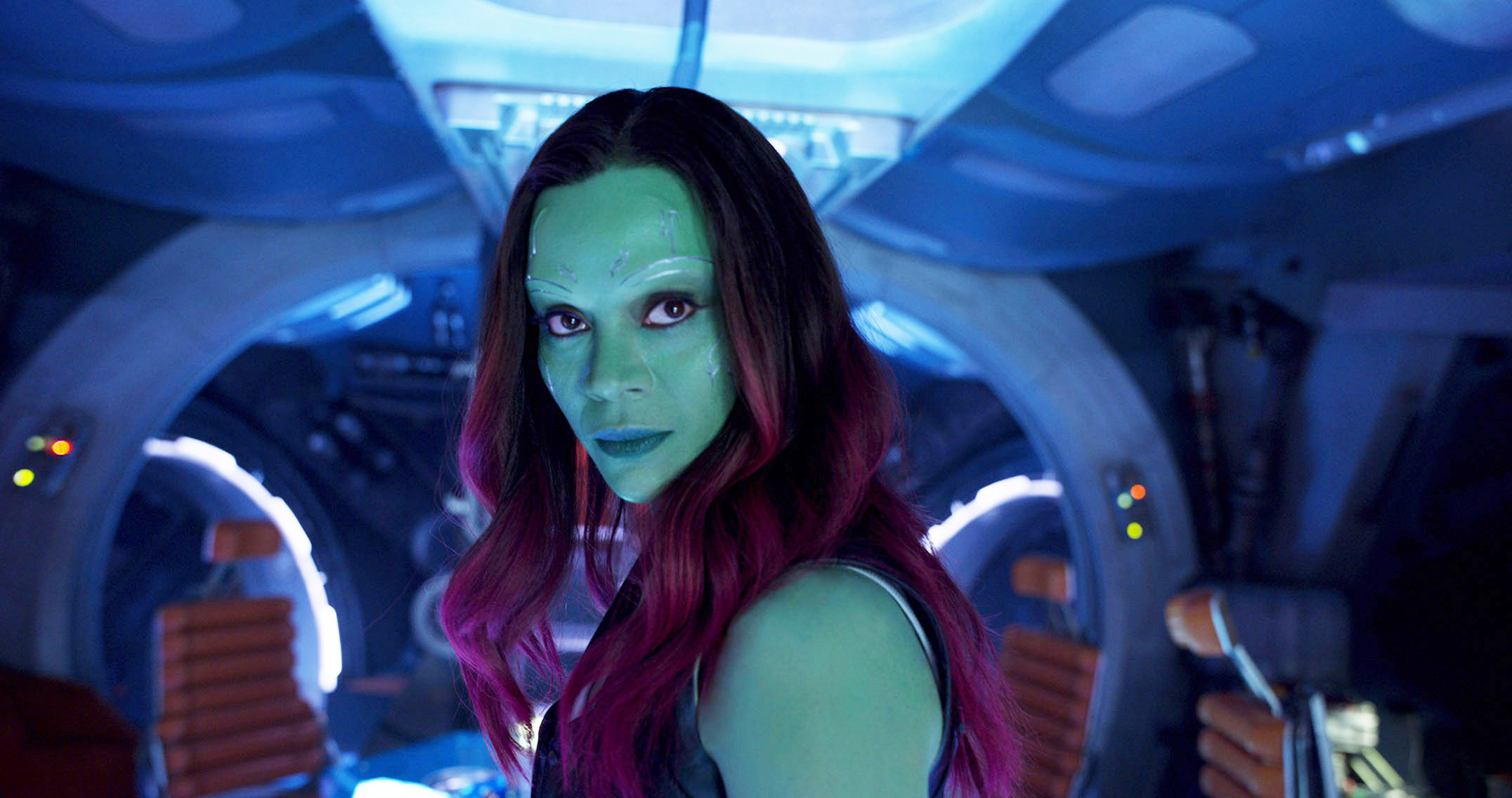 Zoe in costume in Guardians of the Galaxy