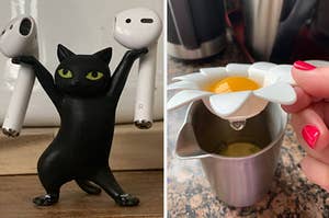 (left) cat AirPod holder (right) Daisy egg white separator