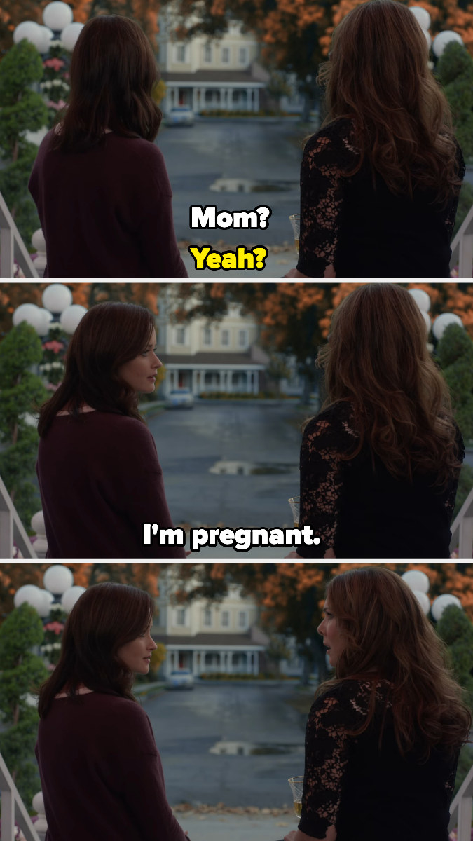 Rory telling her mom that she&#x27;s pregnant while they sit in the gazebo