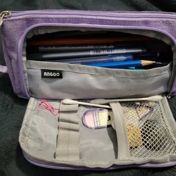 Opened front flap on the pencil case