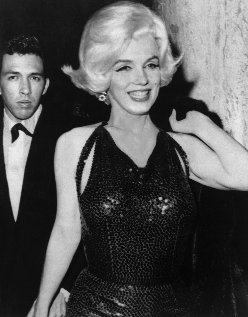 A close-up photo of Marilyn in the dress, and you can more clearly see the sequined design