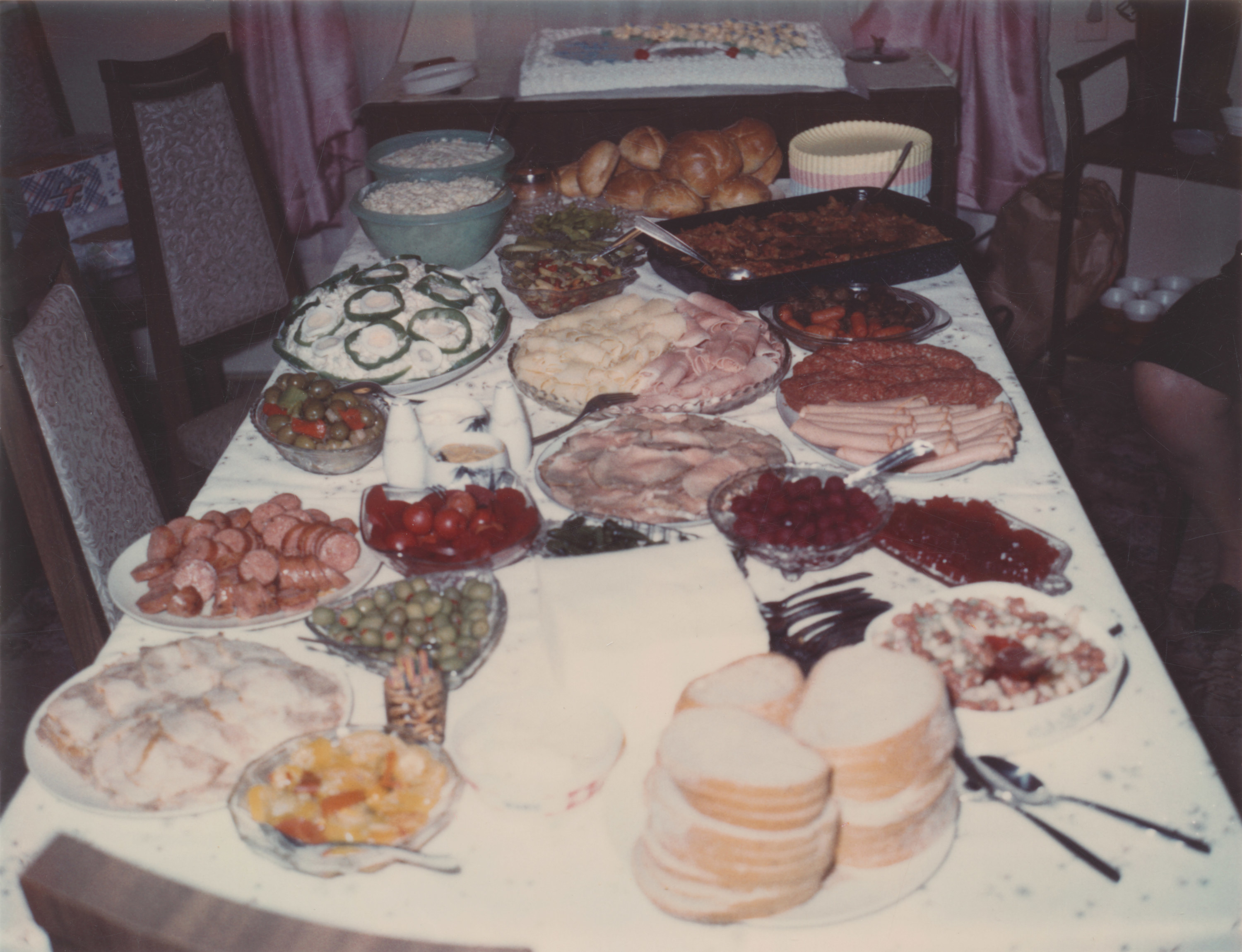 A large table of different foods