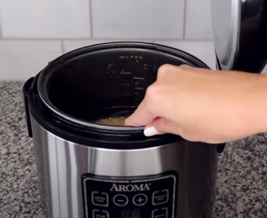 A person using a rice cooker.