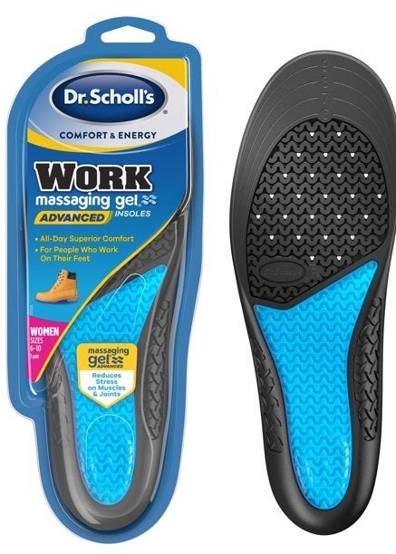 a shoe massage gel insert in blue and black