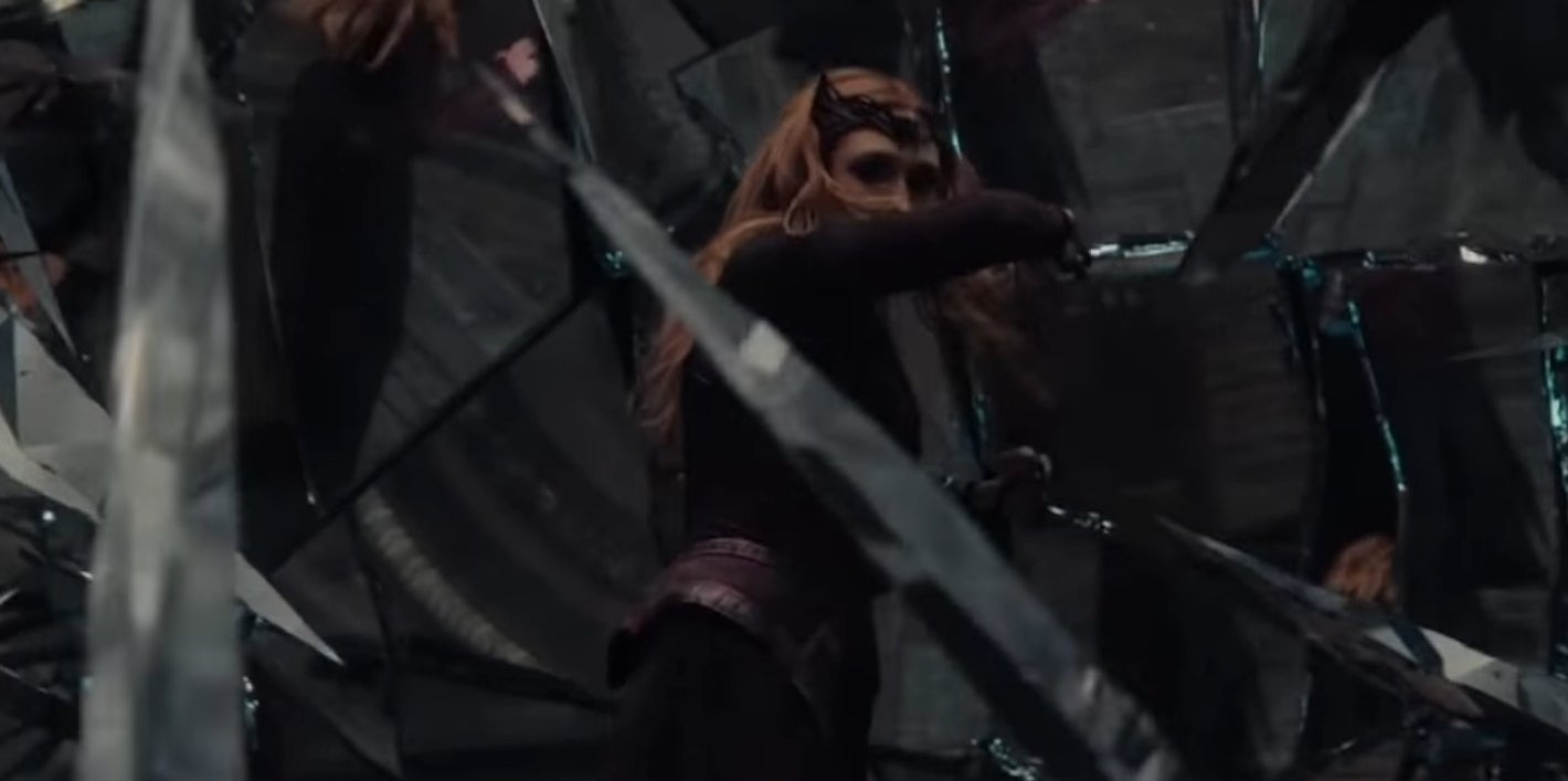 Wanda surrounding by glass shards in &quot;Doctor Strange in the Multiverse of Madness&quot;