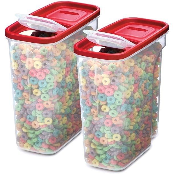 Storage containers filled with cereal