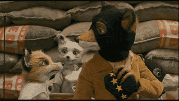The foxes riding a motorcycle in Fantastic Mr. Fox