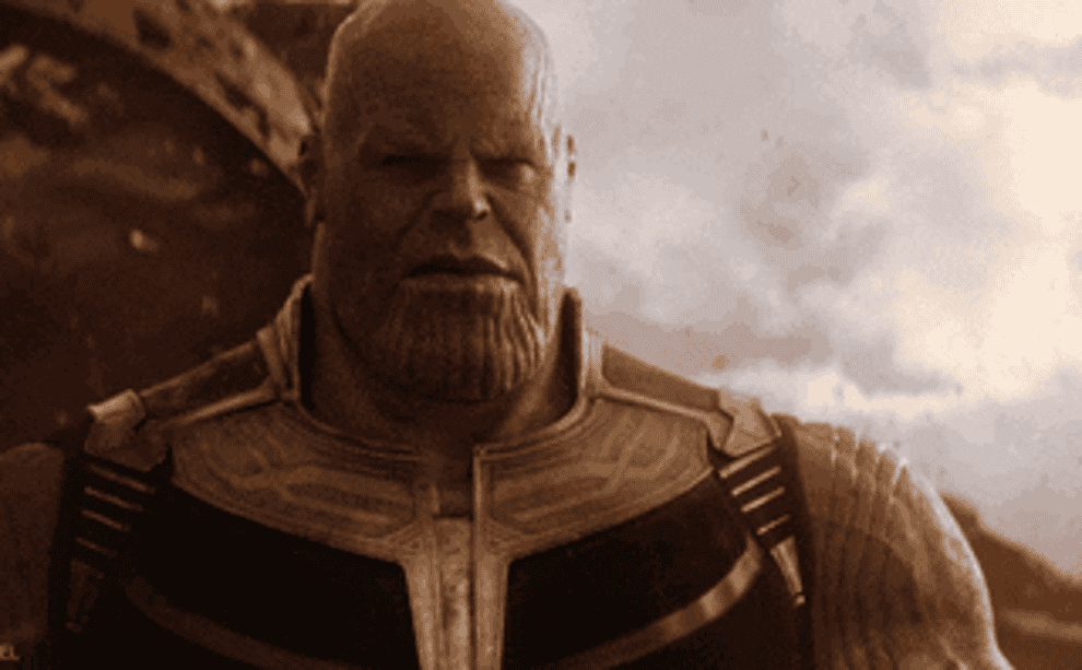 GIF thanos holding the infinity gauntlet