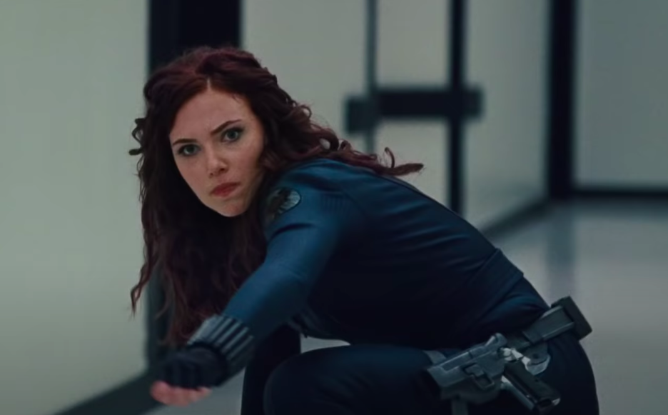 Scarlett in her skin-tight costume from Iron Man 2