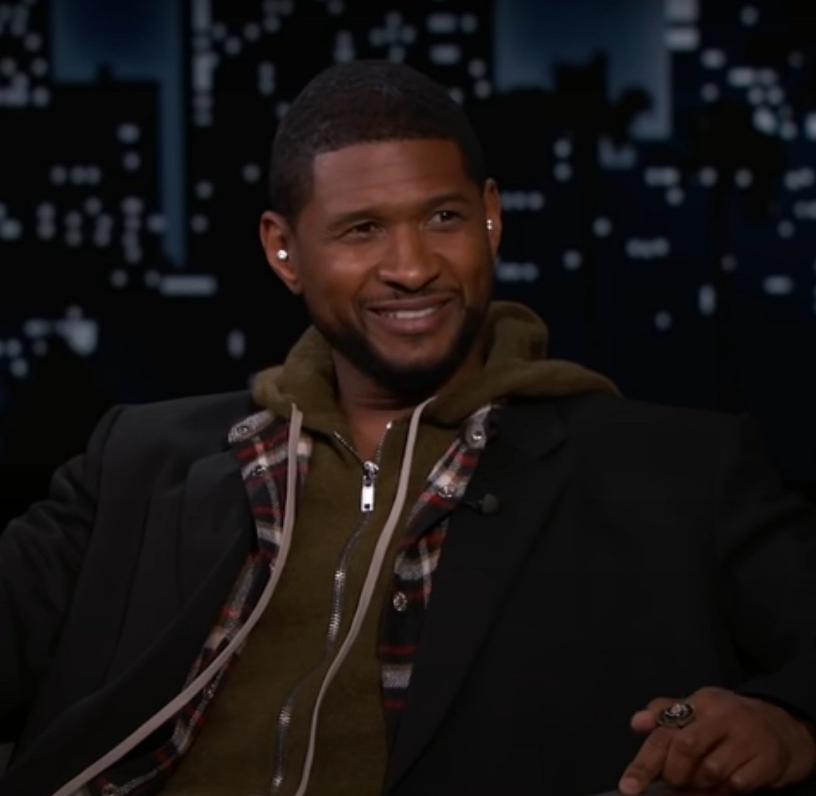 Usher sits in as a guest on &quot;Jimmy Kimmel Live!&quot; in February 2022
