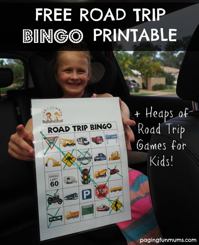 Blogger&#x27;s photo of a child holding the road trip bingo printable