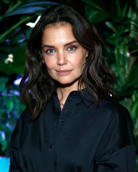 Katie Holmes looks straight at the camera