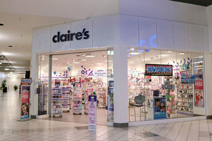 The exterior of a Claire's store
