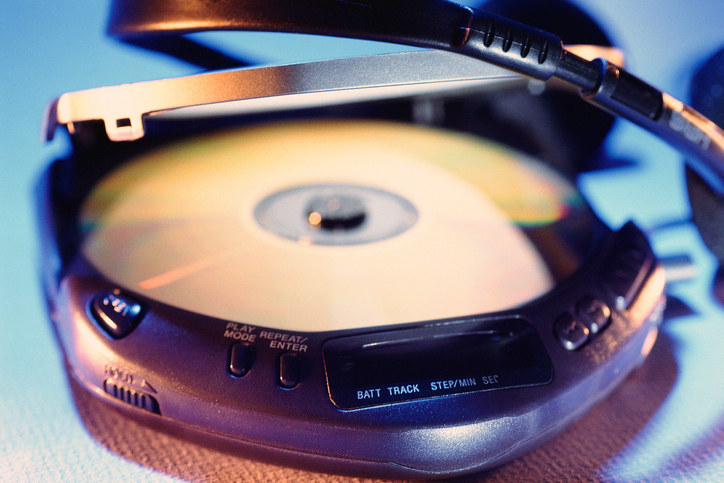 an opened portable CD player