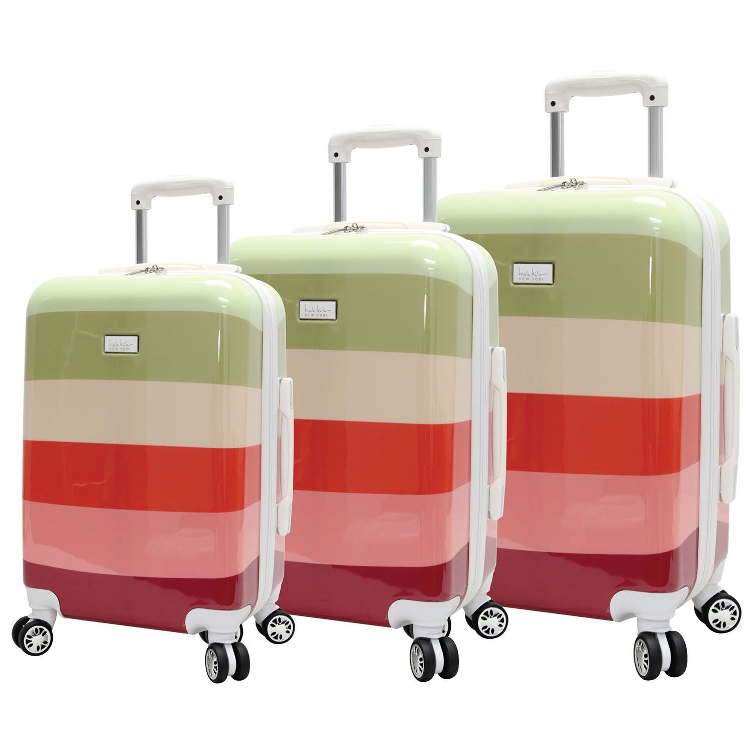 An image of three-piece hard side rainbow luggage set
