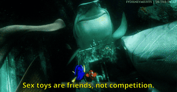 Sharks saying &quot;sex toys are friends, not competition&quot;