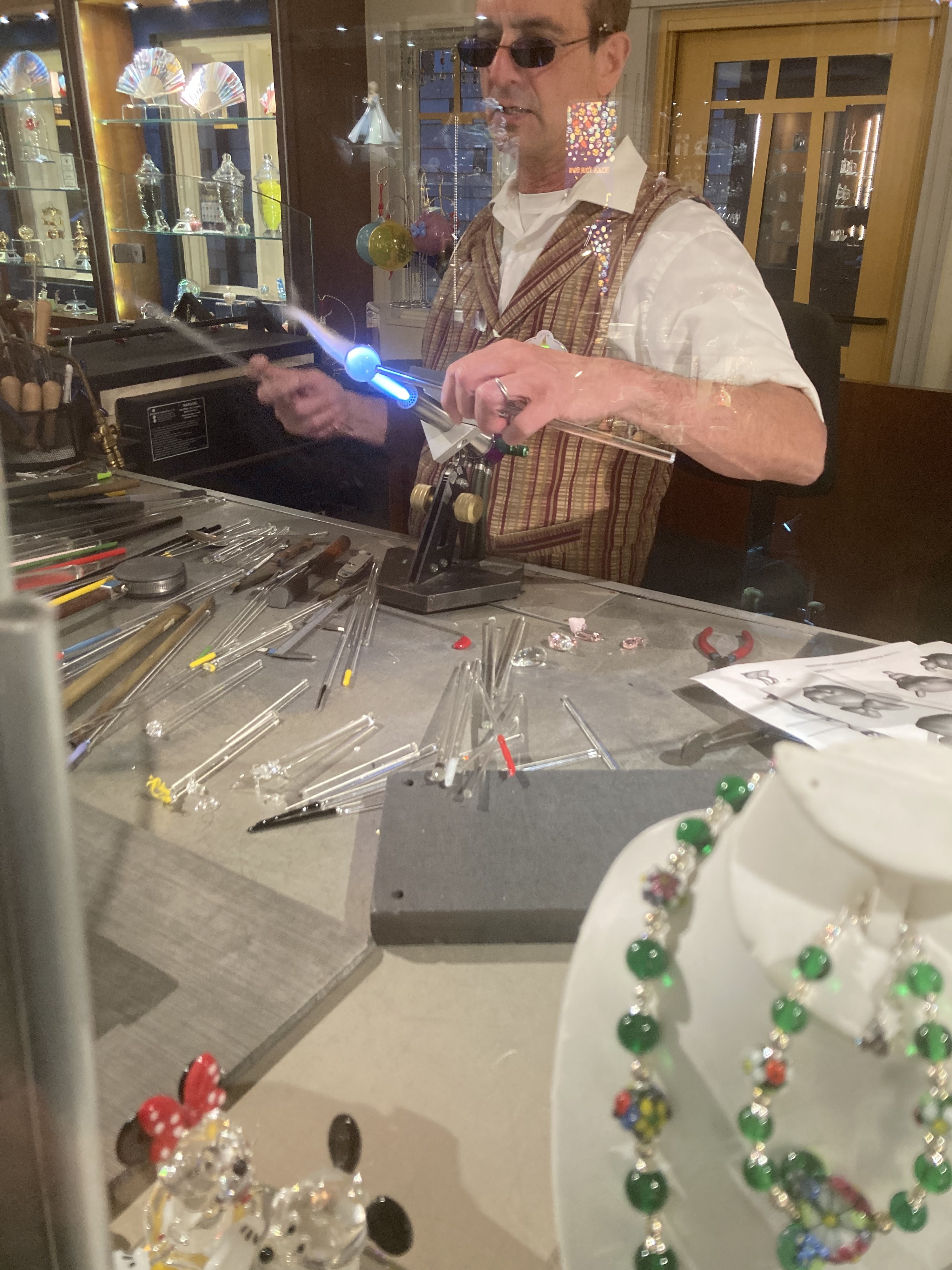a person glass blowing