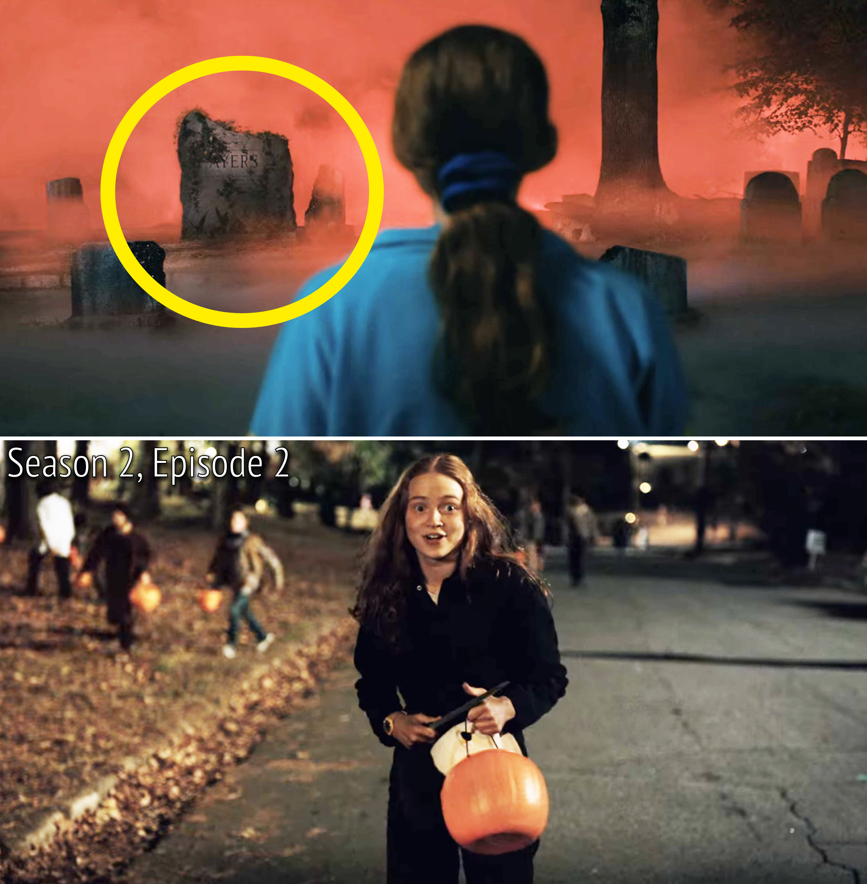 Max and the Myers headstone vs Max dressed as Michael Myers