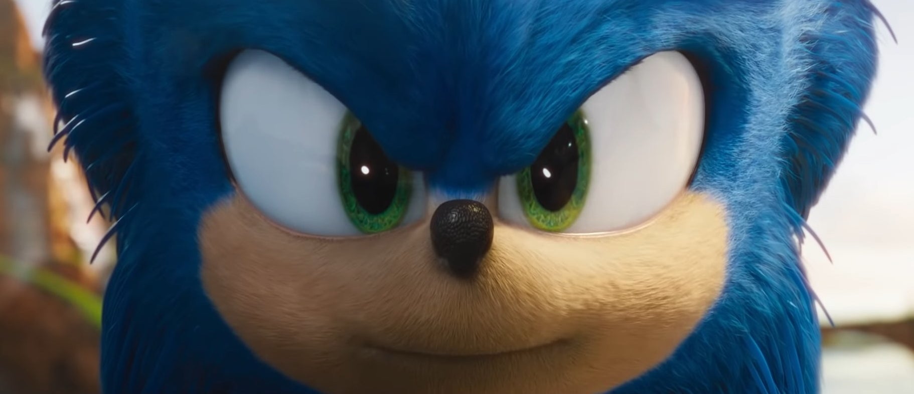 Closeup of Sonic in &quot;Sonic the Hedgehog&quot; (2020)
