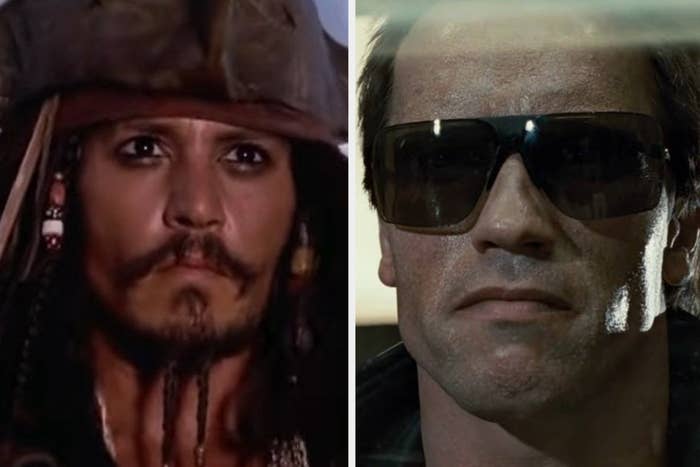 Captain Jack Sparrow in &quot;Pirates of the Carribean: The Curse of the Black Pearl&quot;/The Terminator in a police station in &quot;The Terminator&quot;