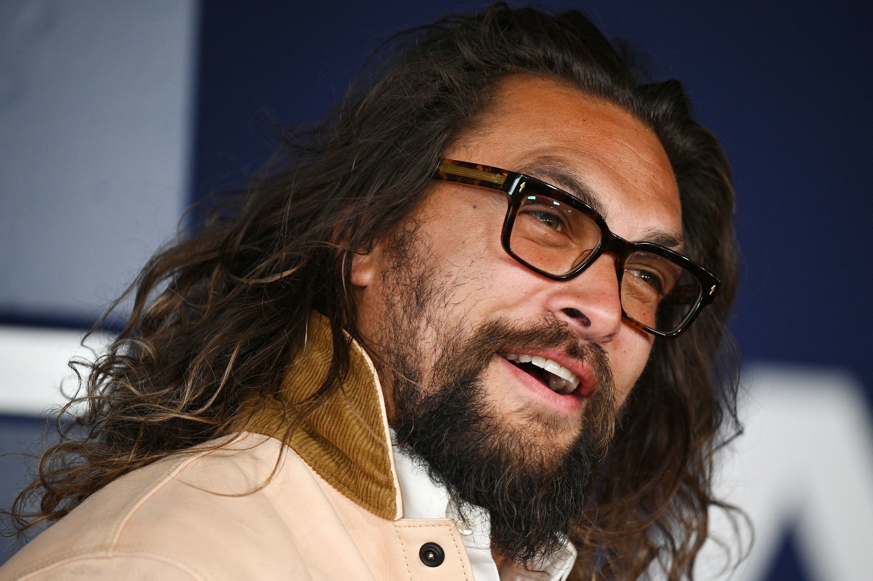 US actor Jason Momoa attends the premiere of &quot;Ambulance&quot; at the Academy Museum of Motion Pictures in Los Angeles, California