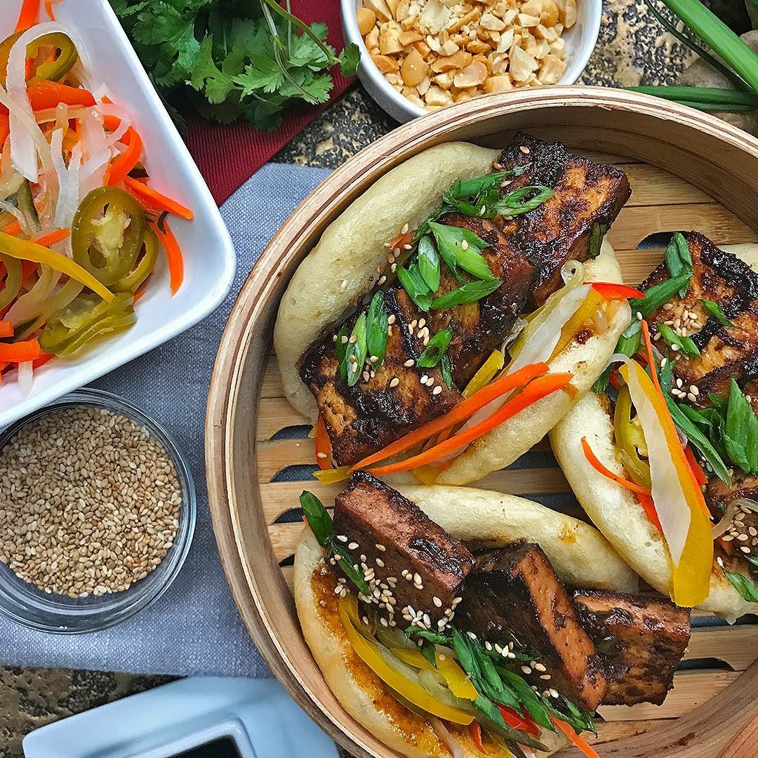 Vegan Tofu Bao Buns With Pickled Vegetables