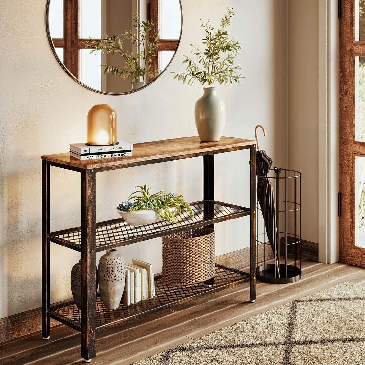 The console table in an entryway
