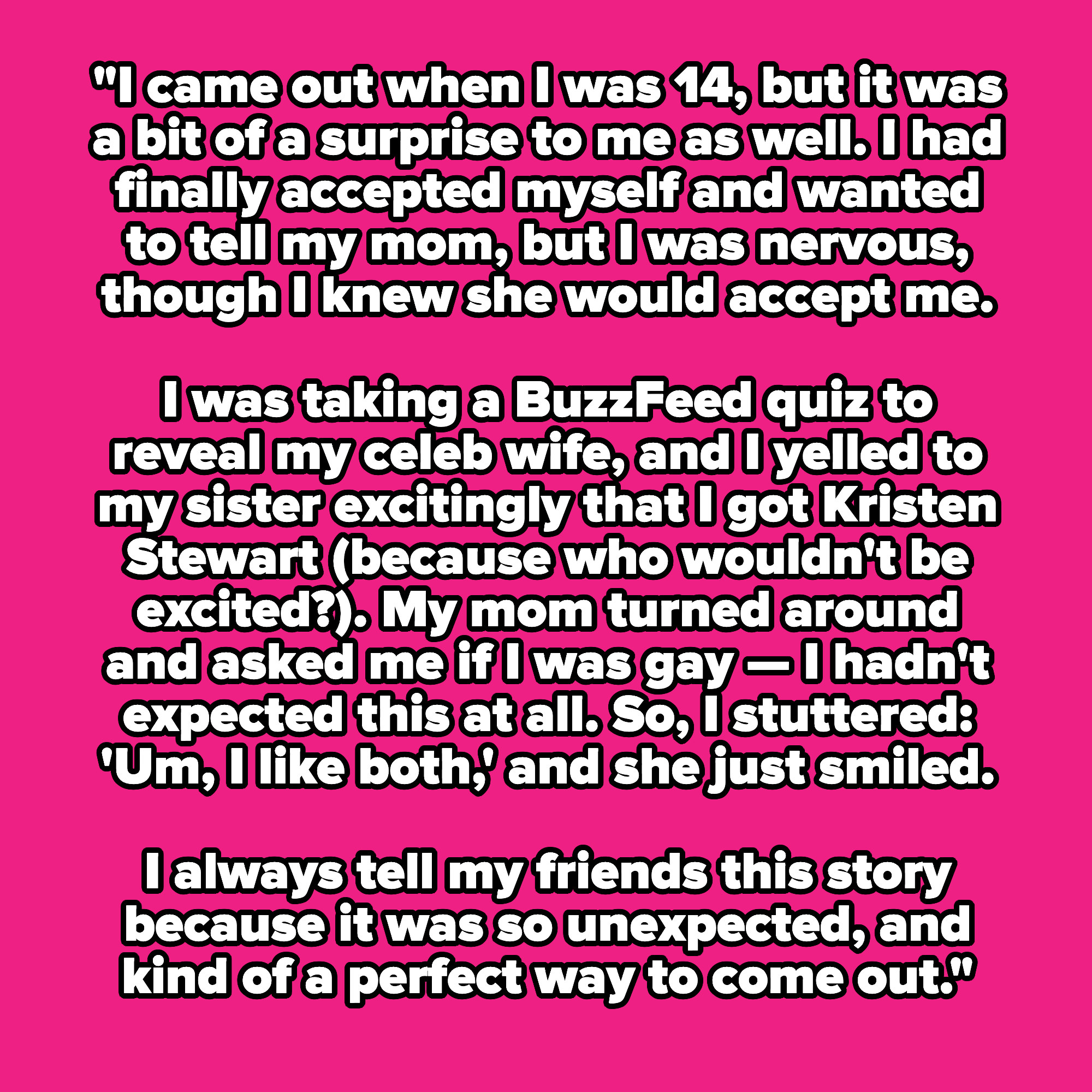 BuzzFeed user sharing their coming out story when they were 14 years old