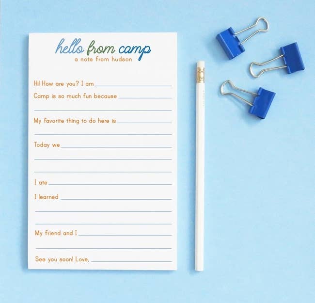 The personalized camp notepad