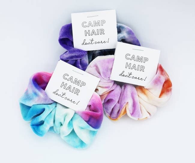The velvet tie-dye scrunchies with tags