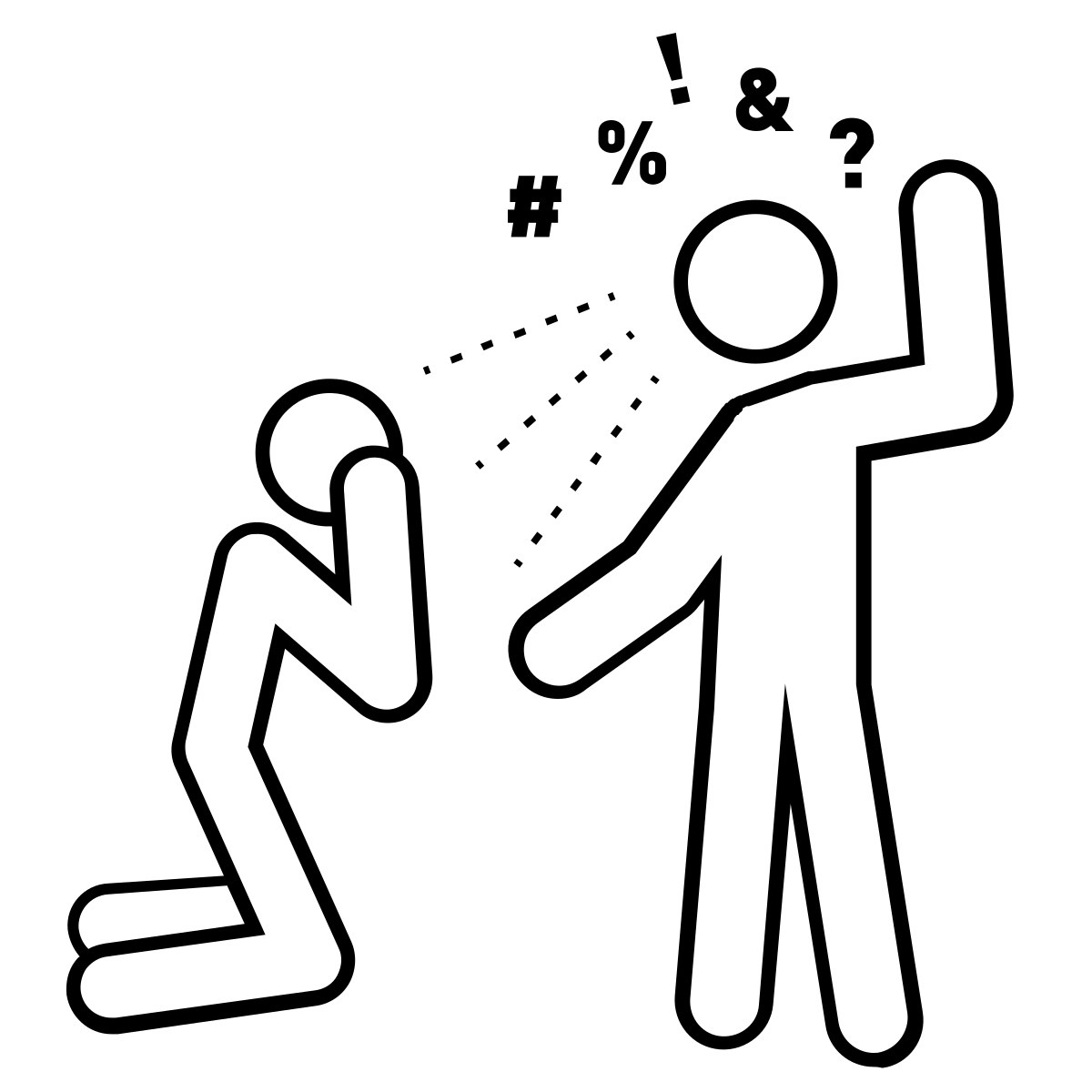 Icon of a person being assaulted by another person