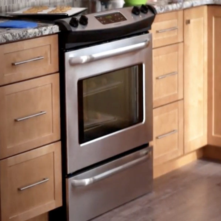 the oven and stove range installed in a kitchen